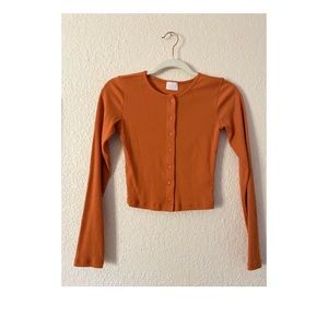 Long sleeve button up crop top
